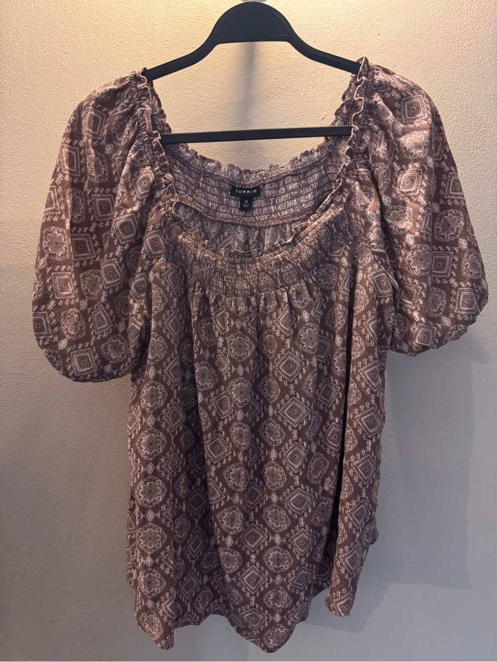 torrid Dusty Mauve Printed Peasant Blouse